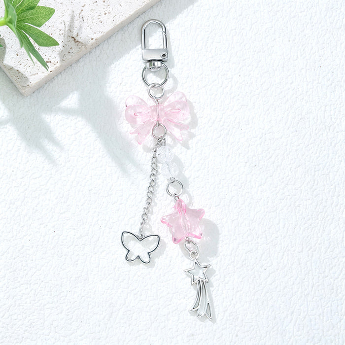 Wholesale Sweet Cool Style Acrylic Bow Star Pendant Keychain Fashion Accessory Gift for Women