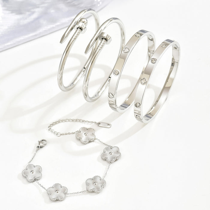 Wholesale Stainless Steel Gold-Tone Bracelet Set — Fade-Resistant