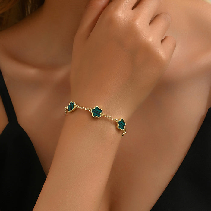 Wholesale Five Leaf Clover Alloy Bracelet JDC-BT-ZhuoM010