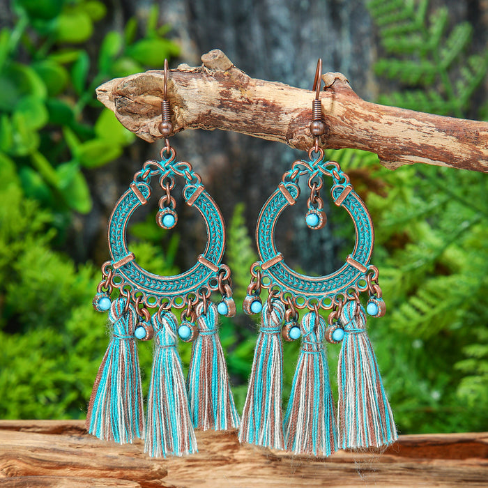 Wholesale Bohemian Vintage Tassel Earring Set Ethnic Style Fashion Accessory MOQ≥2