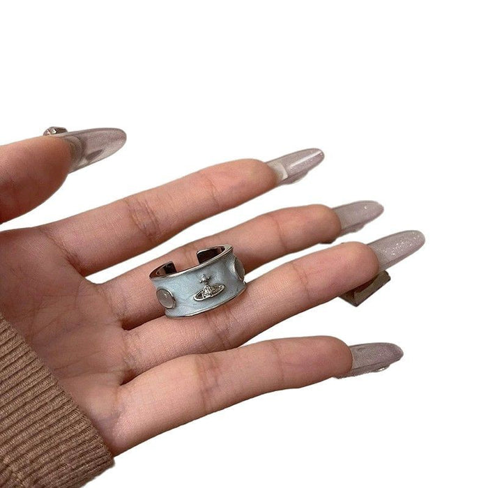 Wholesale Cat' s eye gemstone Saturn element wide rings