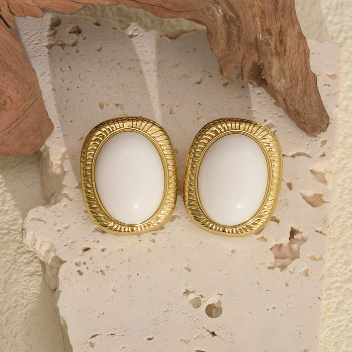 Wholesale Amber Earrings Stainless Steel Oval Earrings for Women