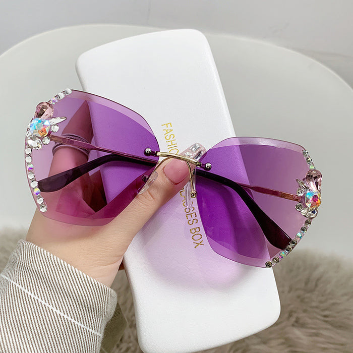 Wholesale Diamond-encrusted Frameless PC Sunglasses JDC-SG-MNY002