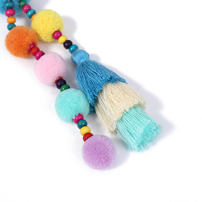 Wholesale Polyester Colorful Fur Ball Tassel Keychain JDC-KC-ZhenZhen002