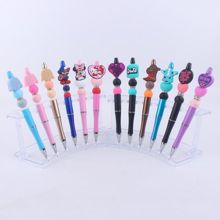 Wholesale Cute Cartoon Silicone Beaded Pen Creative DIY Colorful Plastic Multi-Function Gel Pen (M) JDC-BP-GuangTian012