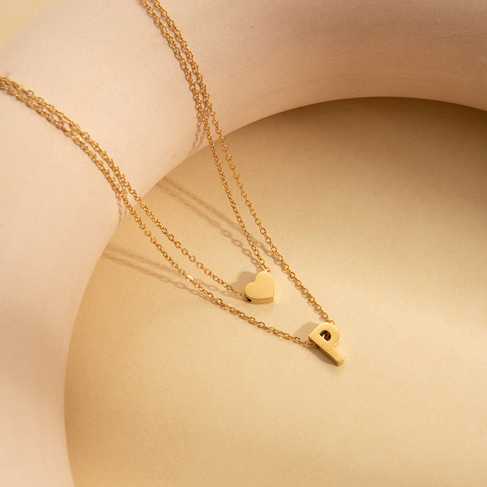 Wholesale 26 English Letters — Fade-Resistant Titanium Steel Clavicle Necklace