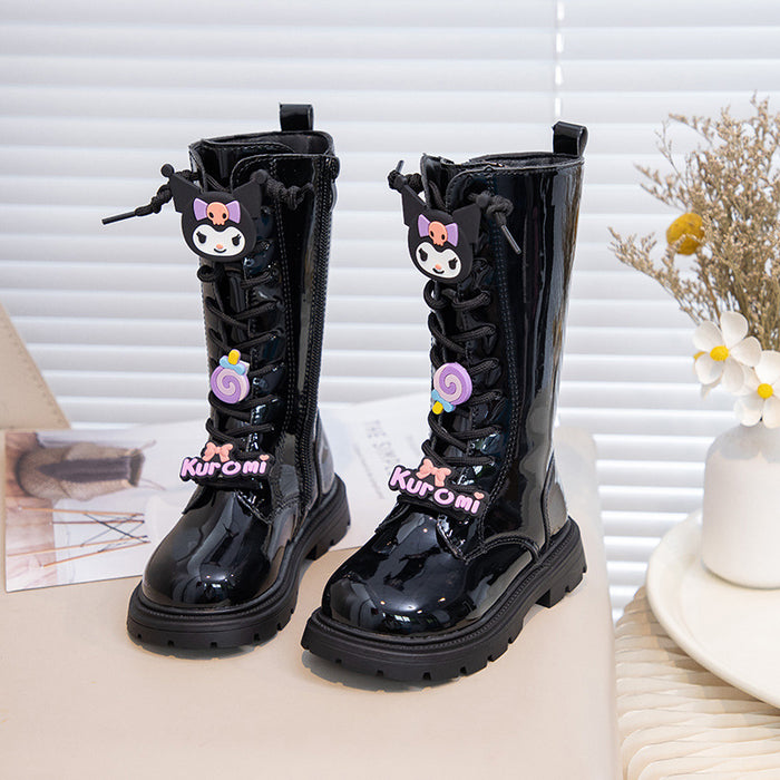 Wholesale Girls' Long Boots New Korean Version Cute Cartoon with Plush Leather Boots Soft Soled Hot Selling Long Boots JDC-KS-SB008