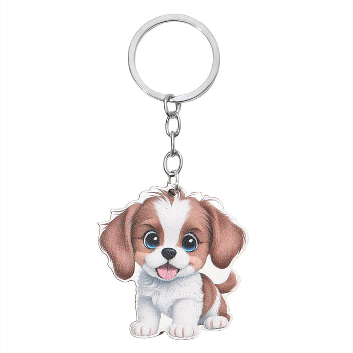 Wholesale Creative Cartoon Puppies Wooden Keychain JDC-KC-RongRui002