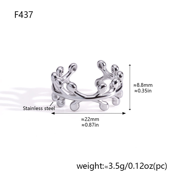 Wholesale Hollow Geometric Stainless Steel Adjustable Open Ring Gold Plated Jewelry