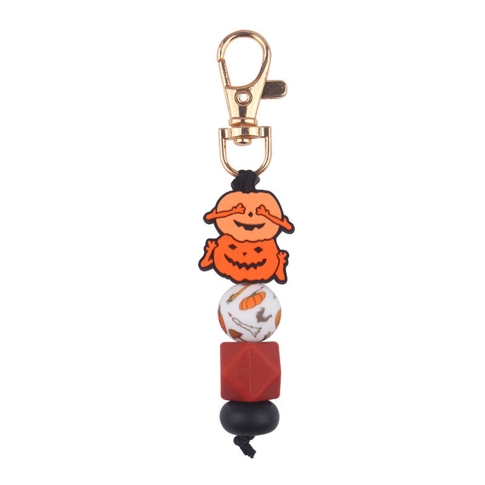 Wholesale Halloween Silicone Bead Keychain JDC-KC-GuangTian038