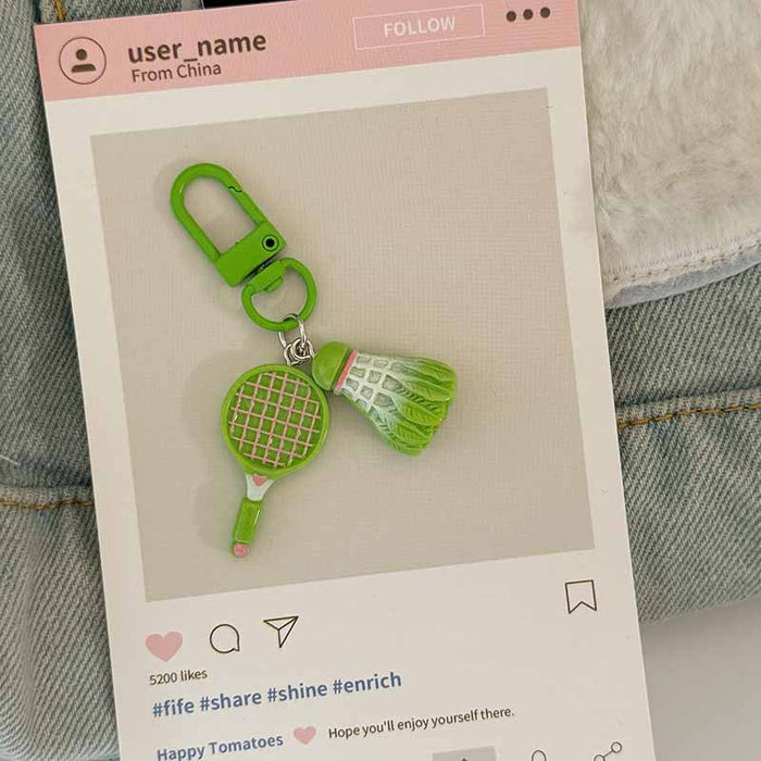 Wholesale Simulation badminton keychain cute pendant student couple gift creative key ring gift bag pendant