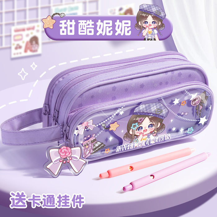Wholesale Cute Style Pencil Case Double-layer Hat Design Multi-layer Storage for School