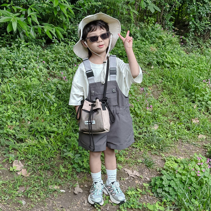 Wholesale Children's bag, outdoor sports crossbody bag, letter drawstring bucket bag, lightweight shoulder bag