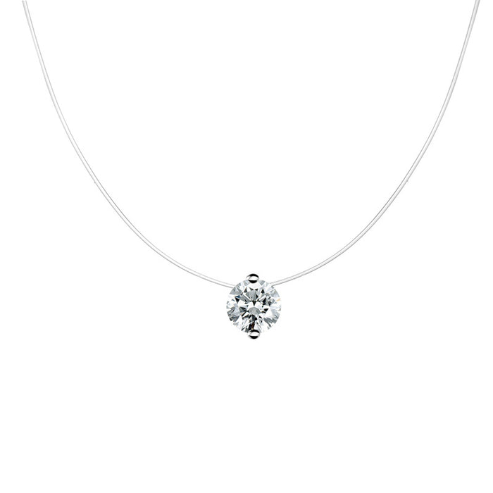 Wholesale Sterling silver necklace zircon pendant women's transparent clavicle chain