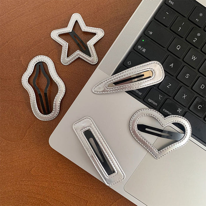 Wholesale Metal silver large star side clip simple hair clip basic versatile hair clip