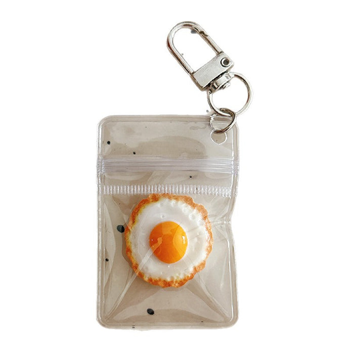 Wholesale Fried Egg And Corn Bun Food Toy Keychain Resin Pendant Creative Bag Charm Decorative Gift For Students