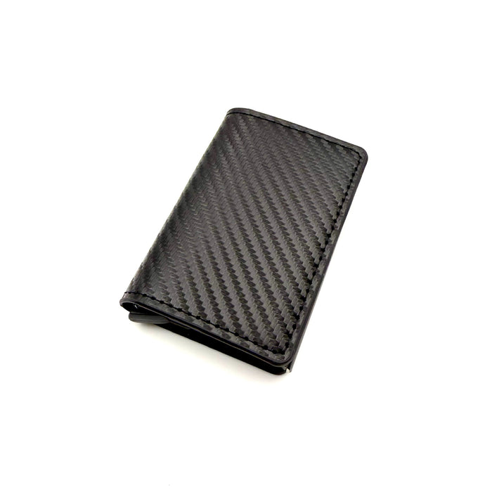 Wholesale Urban Simplicity Auto Eject Multi-Card Metal Case Wallet Carbon Fiber Black MOQ≥2