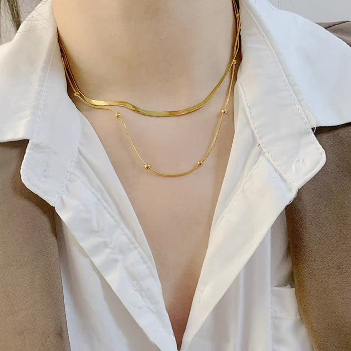 Wholesale Collar chain, stacked stainless steel collar necklace, gold-plated necklace, niche pendant necklace