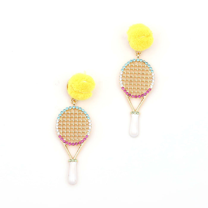 Wholesale personalized sports alloy tennis racket exaggerated earrings diamond earrings