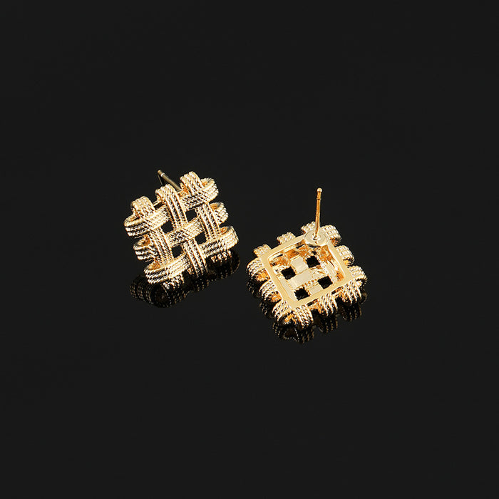 Wholesale Metal Braided Diamond Earrings Ear Clip Female Niche Fashionable Mesh Earrings