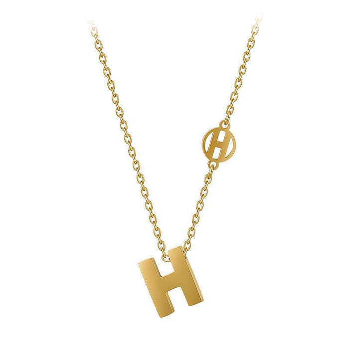 Wholesale 2PCS Titanium Steel H Letter Pendant Necklace JDC-NE-XinLong006