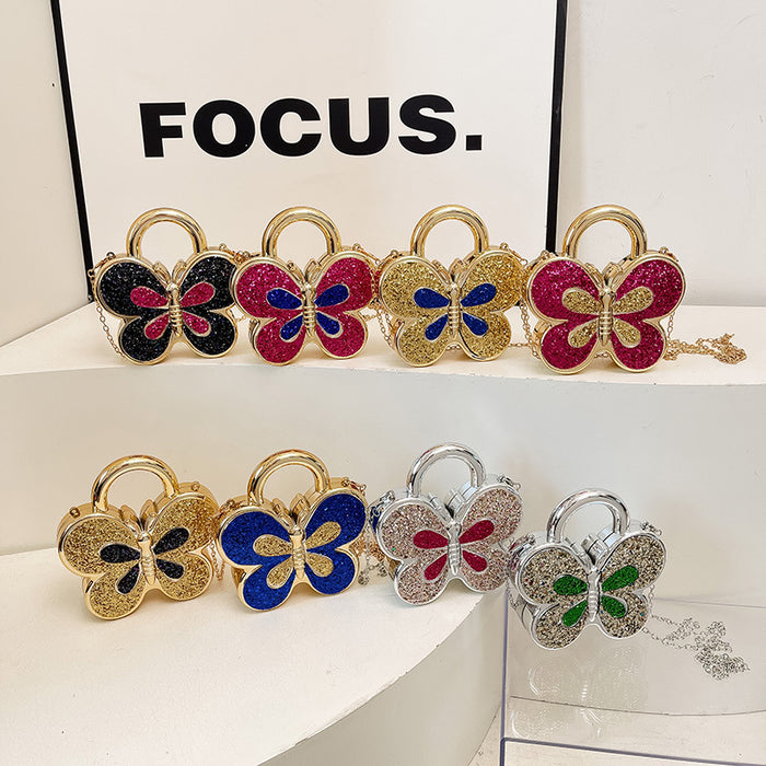 Wholesale Acrylic Butterfly Rhinestone Chain Shoulder Bag Silver Red Fashion Accessory for Resale