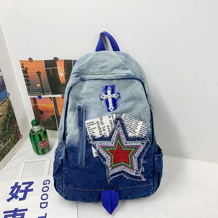 Wholesale Denim Color Matching Backpack JDC-BP-ZuoDu001