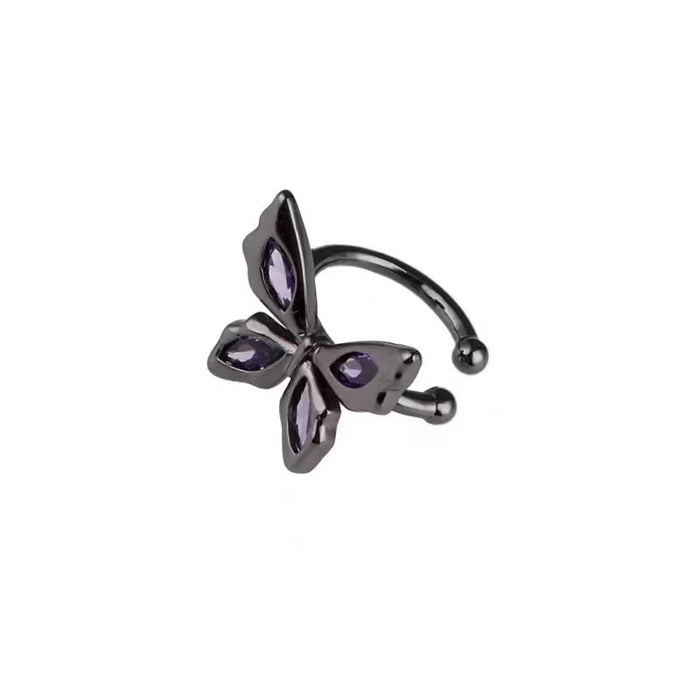 Wholesale High end black butterfly zircon ear hole free ear bone clip trendy personality niche light luxury accessory
