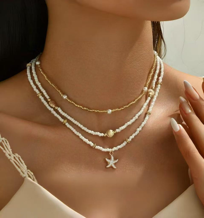 Wholesale Rice bead necklace layered and layered necklace