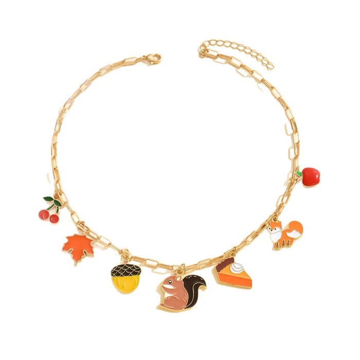 Wholesale Jewelry Squirrel Apple Oil Drop Pendant Necklace