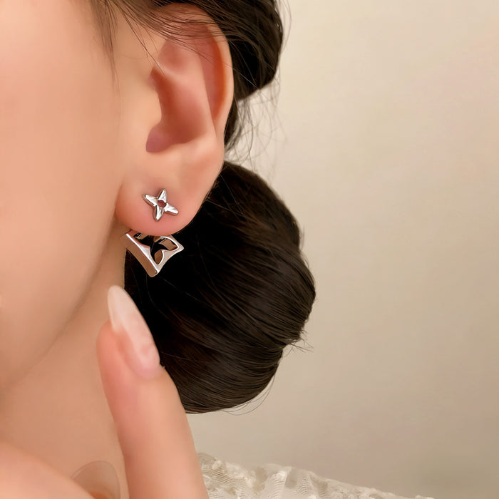 Wholesale Geometric Asymmetrical Openwork Flower Stud Earrings
