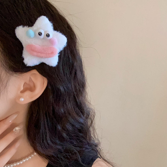 Wholesale  Cartoon Star Smiley Plush Hairpin Side Duckbill Clip All-match New Hairpin Hair Accessories