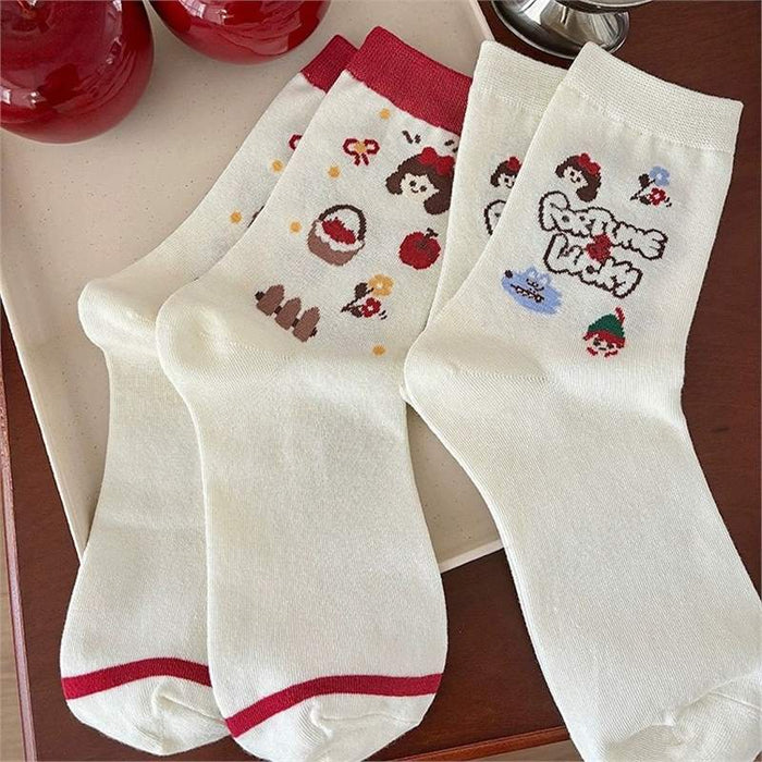 Wholesale  Cotton Summer Thin Fairy Tale Socks Women's Mid-length Socks Ins Style Girl's Cute Cartoon Stockings