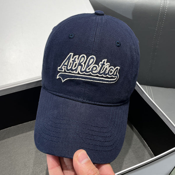 Wholesale Vintage baseball cap with widened embroidered letters, versatile sun shading duckbill cap
