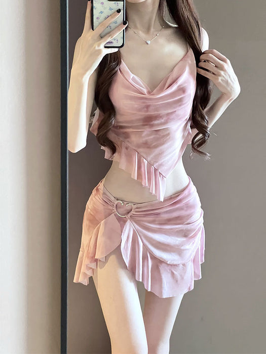 Wholesale Bikini swimsuit three piece set, high-end split body, flesh covering, conservative hot spring swimsuit