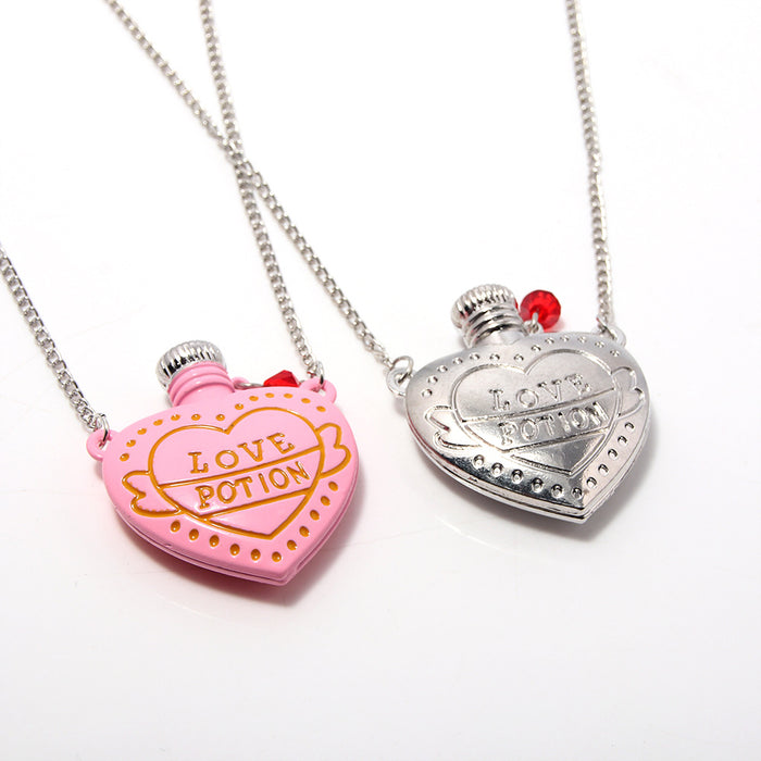 Wholesale Valentine' s Day Heart-Shaped Love Potion Bottle Pendant Necklaces