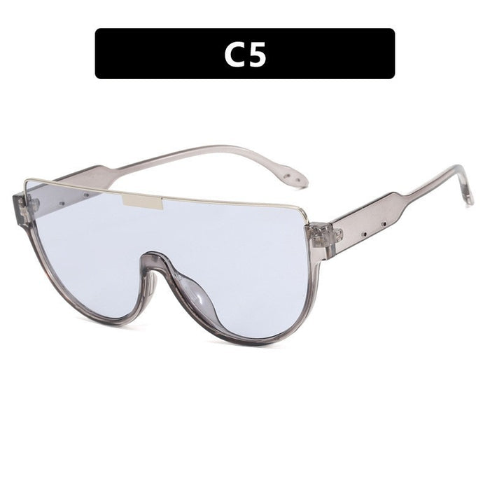 Wholesale Fashionable brown one-piece sunglasses, retro mask, internet famous slimming sunglasses