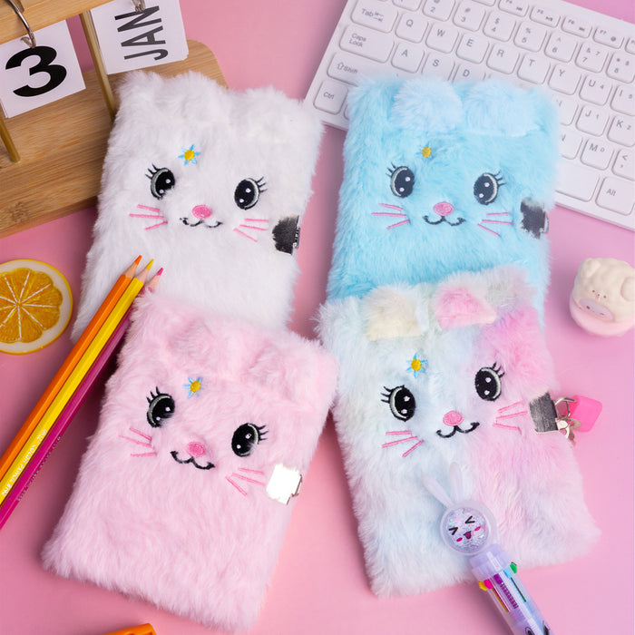 Wholesale Fabric A6 Lockable Plush Notebook with Tie Dye Heart Cover MOQ≥3