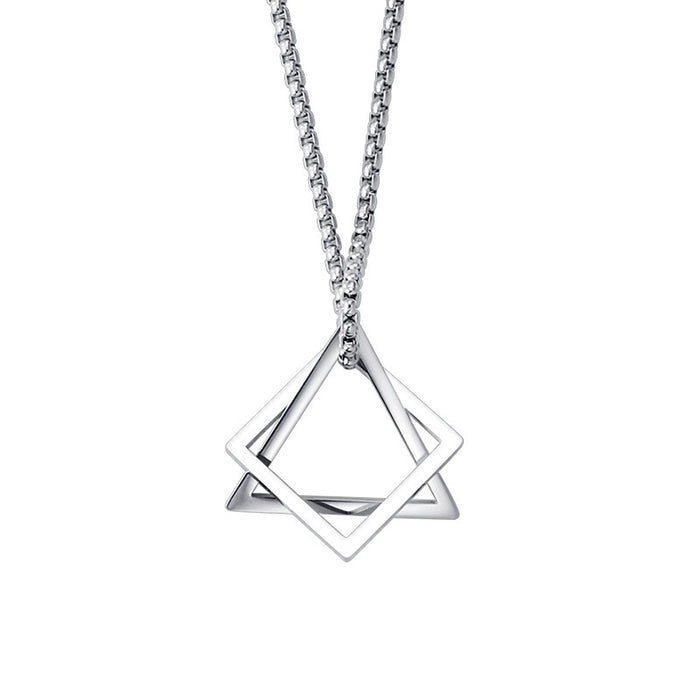 Wholesale Geometric triangle square combination titanium steel hip-hop necklace men's minimalist pendant accessory
