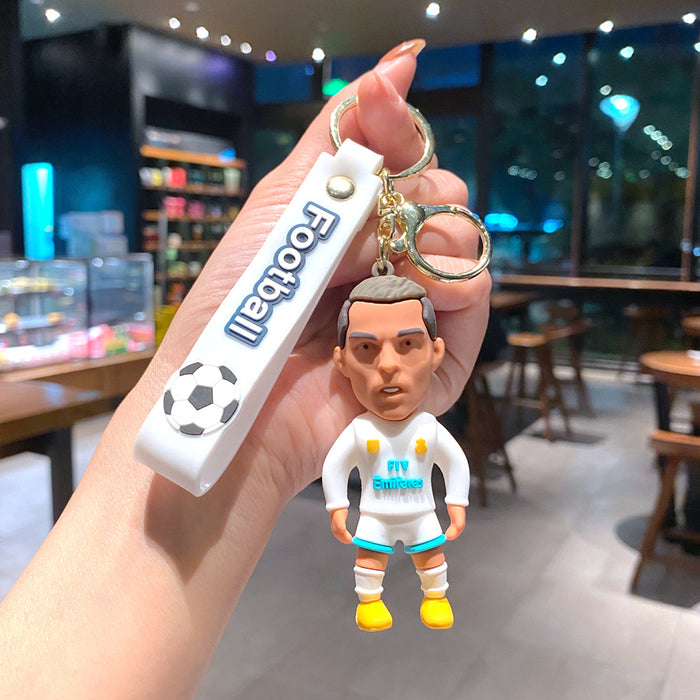 Wholesale Metal Soccer Star Cartoon Keychain Decorative Car Key Accessory MOQ≥2