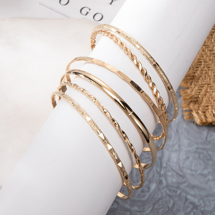 Wholesale Simple Gold Alloy Bracelet 6 Pieces Set JDC-BT-KeR006