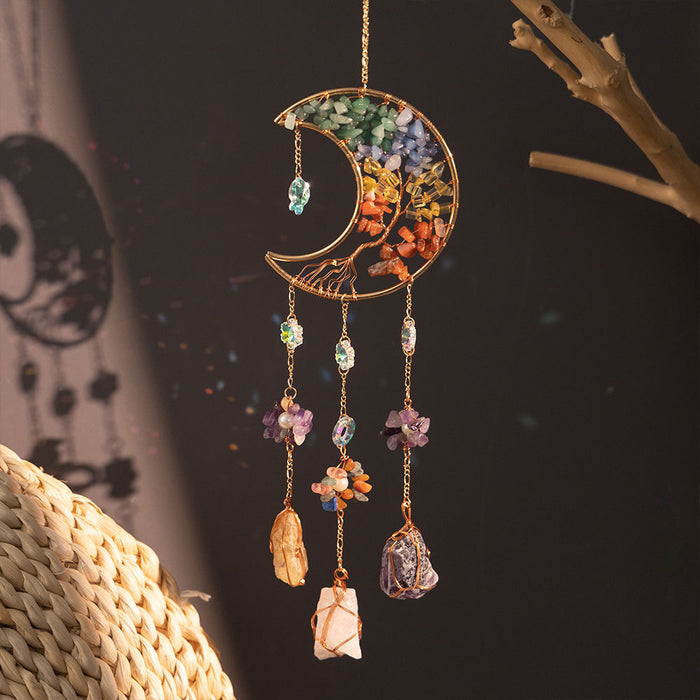 Wholesale Dreamcatcher Crystal Pendant Sunshine Rainbow Moon Wind Chime Pendant Girl Room