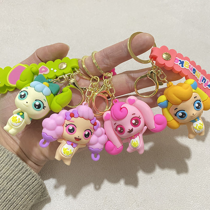 Wholesale Cartoon ful Cute Keychain Pendant Student Bookbag with Bell Pudding Dog Doll Pendant