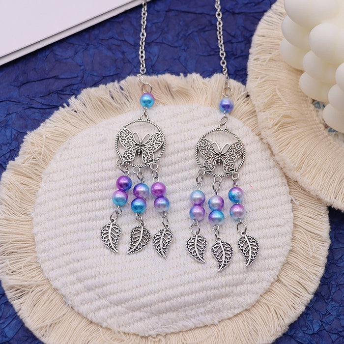 Wholesale Butterfly Dream Catcher Moon Alloy Car Hanging Decoration Pendant with Beads