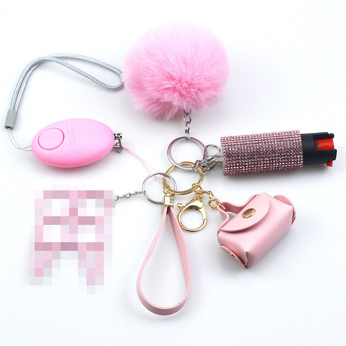 Wholesale Leather Pom Pom 5 Piece Keychain Set JDC-KC-TouMS044