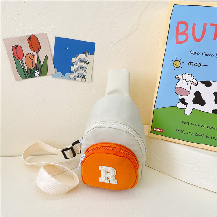 Wholesale Children's bag, letter contrasting chest bag, stylish baby change, nylon crossbody bag