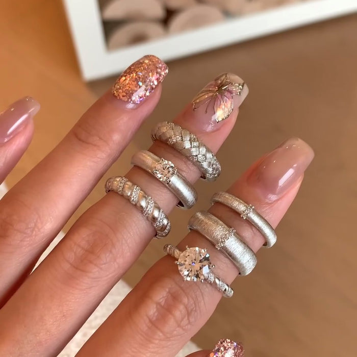 Wholesale Matte Metal and Zircon Ring