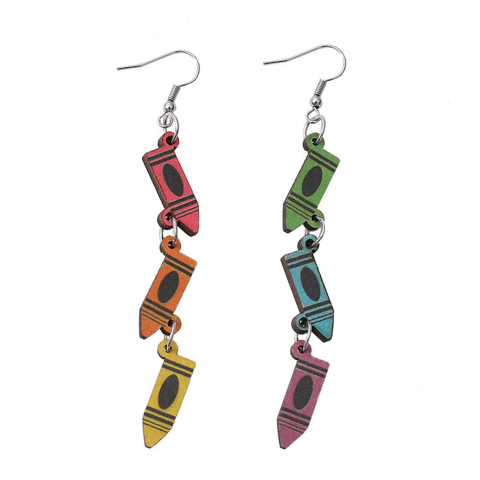 Wholesale earrings Double-sided painted wooden earrings JDC-ES-ChL023