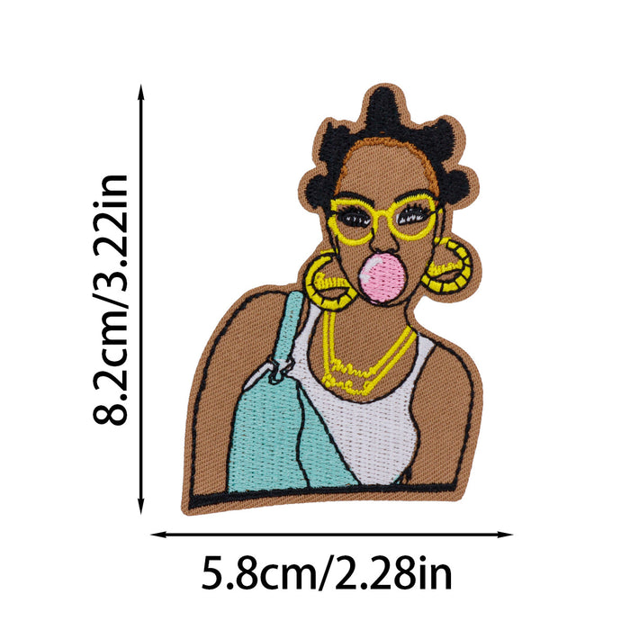 Wholesale Black Girl Embroidered Cloth DIY Patches