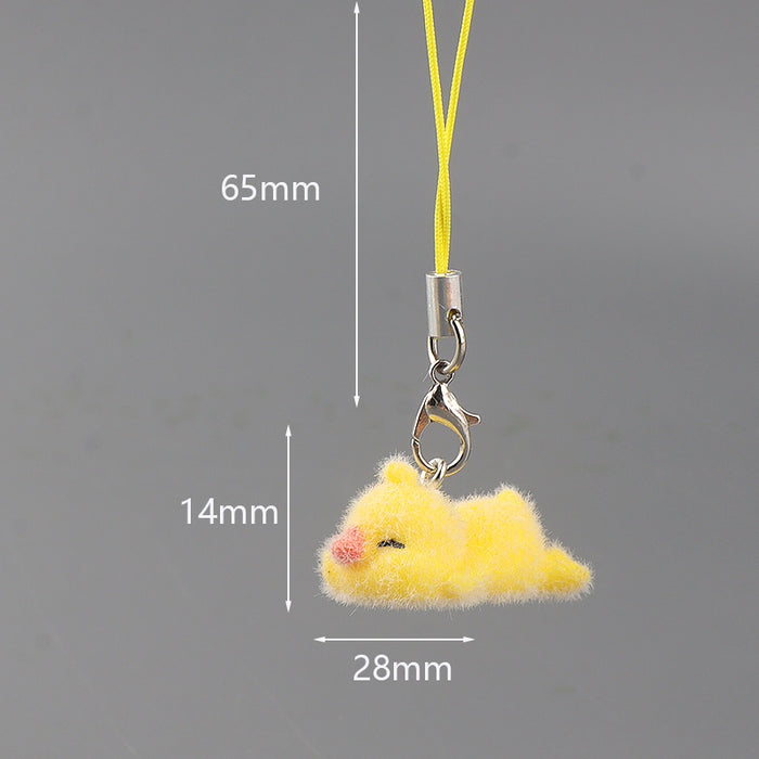 Wholesale 3D Flocked Resin Chick Keychain Charm